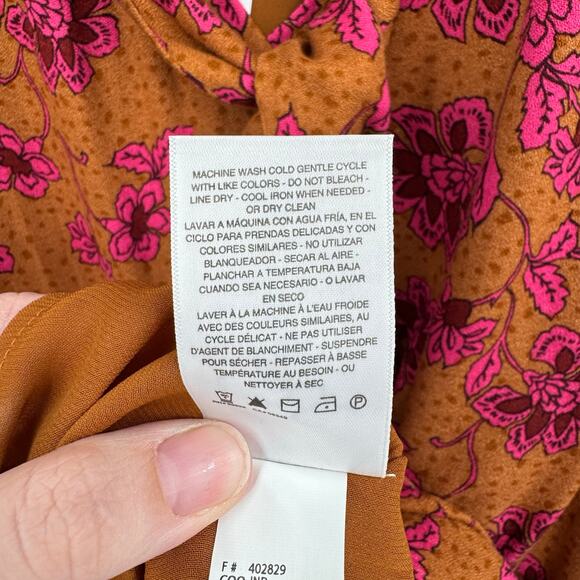 Jessica Simpson Plus NWT Penelope Floral Print Neck Tie Long Sleeve Top - Picture 12 of 12